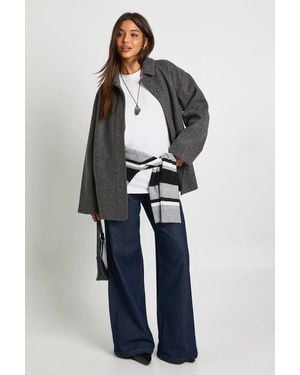 Boohoo Wool Look Shacket - Blue