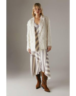 Warehouse Oversized Fluffy Blazer - White