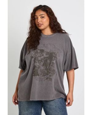Boohoo Plus World Tour Band T-Shirt - Gray
