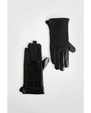 Boohoo Pu Seam Detail Gloves - Black