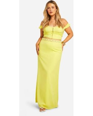 Boohoo Plus Woven Maxi Skirt - Yellow