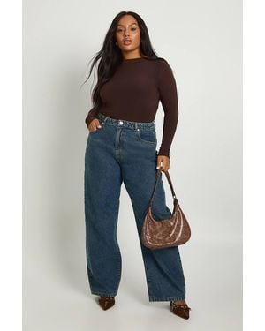 Boohoo Plus Double Layer Slinky Long Sleeve T-Shirt - Blue