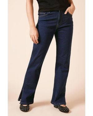 Dorothy Perkins Straight Leg Jean With Side Split - Blue