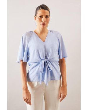 Wallis Occasion Hotfix Tie Blouse - Blue