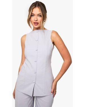 Boohoo Super Stretch Fitted Longline Waistcoat - White