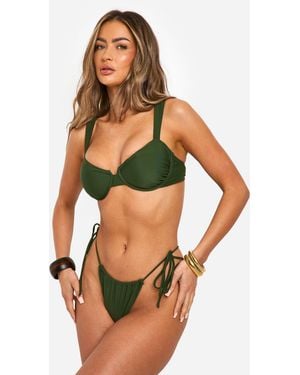 Boohoo Mix & Match Tie Side Bikini Briefs - Green