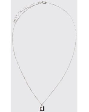 BoohooMAN Gem Pendant Necklace - White