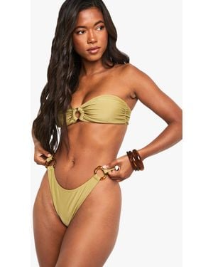 Boohoo Resin Hardwear Bandeau Bikini Top - Green