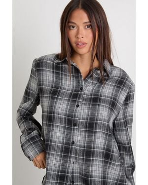 Boohoo Oversized Shoulder Pad Check Shirt - Multicolor