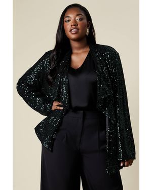 Wallis Curve Sequin Waterfall Jacket - Black
