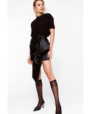 Nasty Gal Satin Twill Oversized Bow Mini Skirt - Black