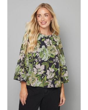 Wallis Petite Sage Floral Overlayer Top - Green