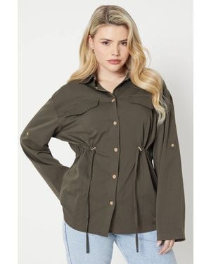 Dorothy Perkins Drawstring Waist Shacket - Gray