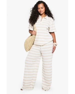 Boohoo Plus Single Channel Drawstring Waist Super Oversized Wide Leg - White