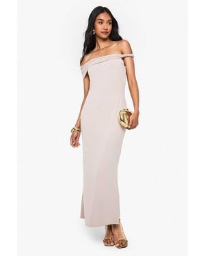 Boohoo Twist Shoulder Detail Maxi Dress - White