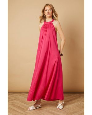 Oasis Halterneck Maxi Smock Dress - Red