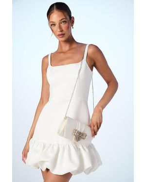 Coast Bridal Dream Satin Large Diamante Bow Clutch Bag - White