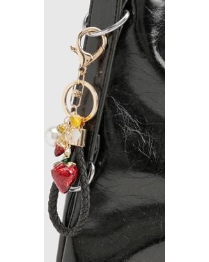 Boohoo Strawberry Bag Charm - Black