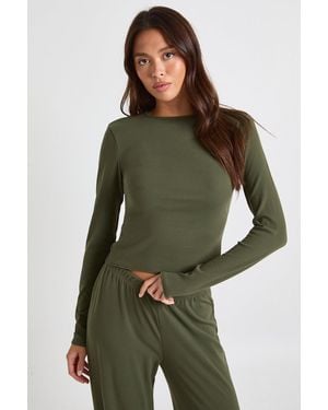 Boohoo Ultra Soft Long Sleeve Top - Green