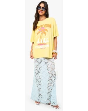 Boohoo Santorini Cyclades Island Printed T-Shirt - Metallic