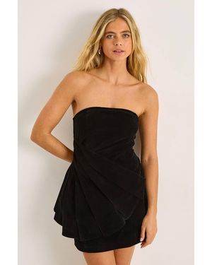 Nasty Gal Velvet Structured Fan Bandeau Mini Dress - Black