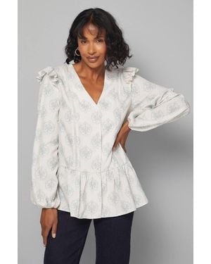 Wallis Ladder Trim Insert Blouse - White