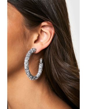 Boohoo Pendientes De Aro Con Incrustaciones - Gris