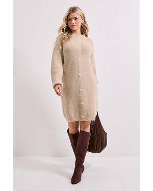 Dorothy Perkins Oatmeal Button Down Knitted Dress - Natural