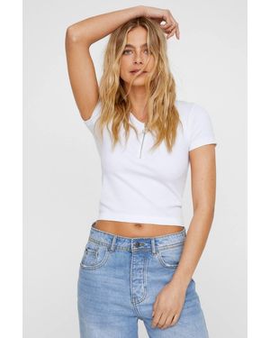Nasty Gal Seamless Zip Detail Top - White