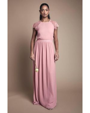 Oasis Delicate Lace Bodice Maxi Bridesmaid Dress - Red