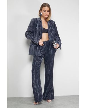 Oasis Crushed Velvet Kick Flare Pants Co-Ord - Blue
