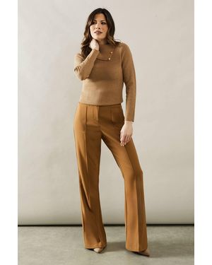 Wallis Tall High Waist Flare Pants - Natural
