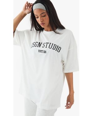 DSGN Studio Plus Applique Dsgn Studio Oversized T-shirt - White