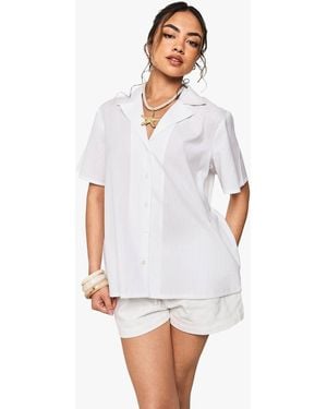 Boohoo Oversized Short Sleeve Resort Shirt - White