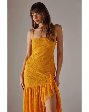 chinese dress ladies IZA ORANGE RUCHED MAXI MESH DRESS  OFUURE