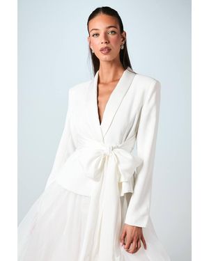 Coast Wrap Waist Bridal Blazer - White