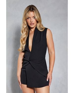 MissPap Tailored Twist Skort Romper - Blue