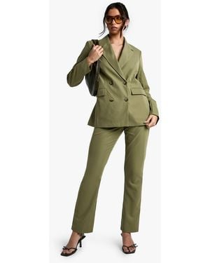 Boohoo Slim Straight Leg Tailored Pants - Green