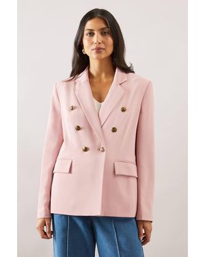 Wallis Double Breasted Button Detail Blazer - Pink
