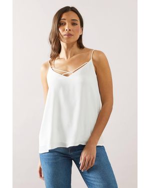 Wallis Petite Cross Front Woven Cami - White
