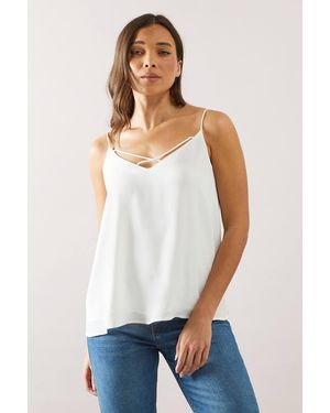 Wallis Petite Cross Front Woven Cami - White