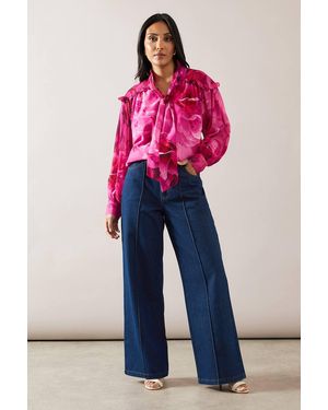 Wallis Petite Floral Print Tie Front Blouse - Pink