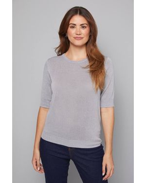 Wallis Shimmer Short Sleeve Sweater - White