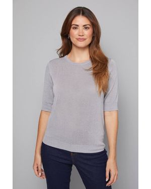 Wallis Shimmer Short Sleeve Sweater - White