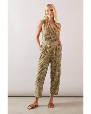 Wallis Petite Jersey Wrap Jumpsuit - Natural