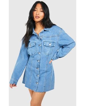 Boohoo Petite Fitted Denim Mini Dress - Blue