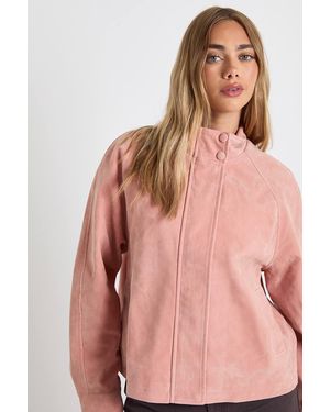 Boohoo Faux Suede Bomber Jacket - Pink