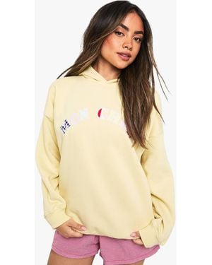Boohoo Mon Cheri Applique Oversized Hoodie - Natural