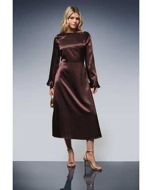Dorothy Perkins Dp Luxe Metallic Satin Midi Dress - Blue