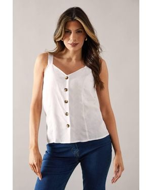 Wallis Button Through Cami Top - White